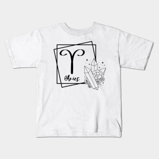 Aries Zodiac Sign Floral Crystal Design Kids T-Shirt